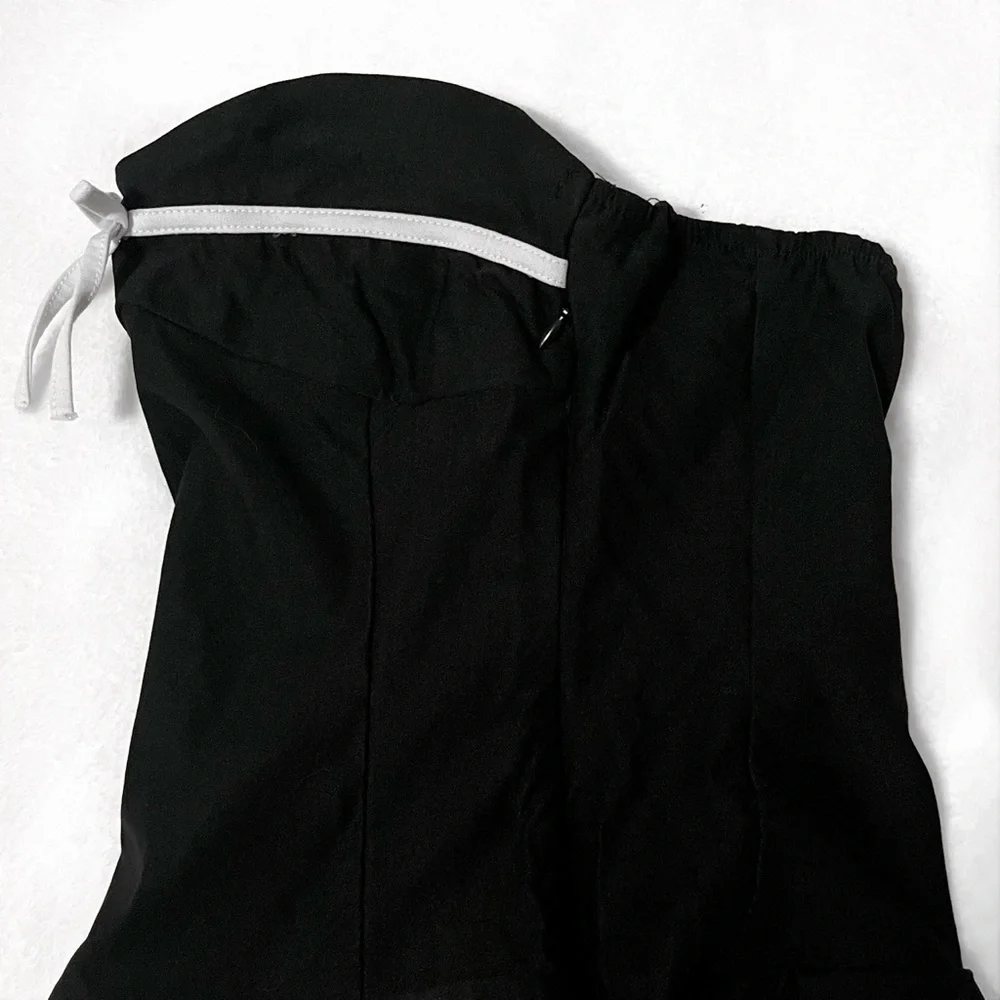Motel Rocks Panolia Bow Front Bandeau Mini Dress in Tailoring Black - Picture 11 of 13